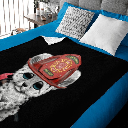 Cute Snow Leopard Cub Firefighter Baby Blankets