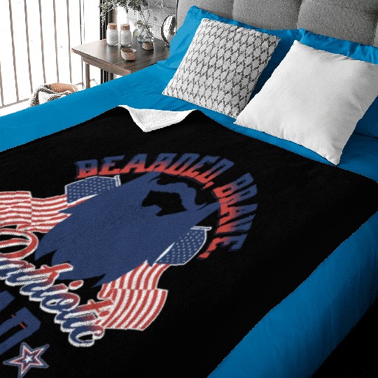 Bearded Brave Patriotic Dad 4th Of July Baby Blankets