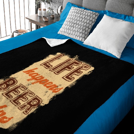 Life happens, beer helps. Vintage style typography Baby Blankets