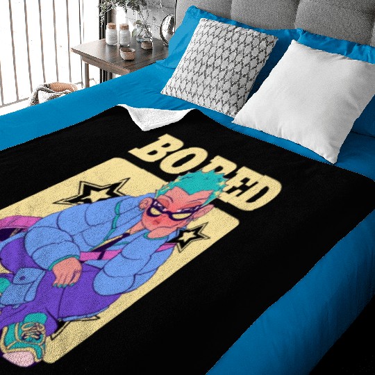 Black Cream Blue Y2K Anime Illustrated Bored Baby Blankets