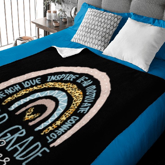 Third Grade Teacher Leopard Rainbow Baby Blankets