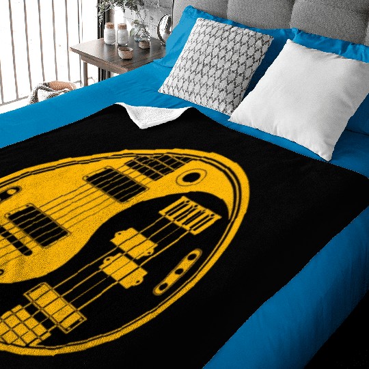 Yellow And Black Guitar Bass Yin Yang Baby Blankets