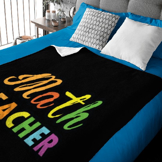 Math Teacher multicolor typography on Products Baby Blankets