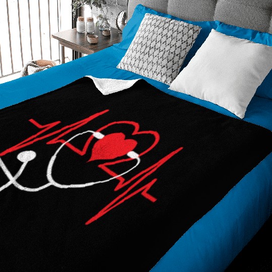 Funny Heart Beats Nurse Nursing Doctor Medical Baby Blankets