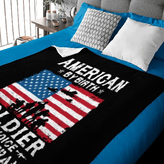 American By Birth Soldier By Choice US Veteran Baby Blankets