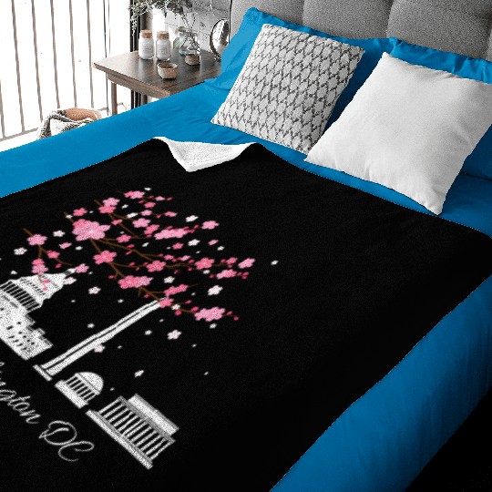 Washington Dc Monuments Memorials Cherry Blossoms Baby Blankets
