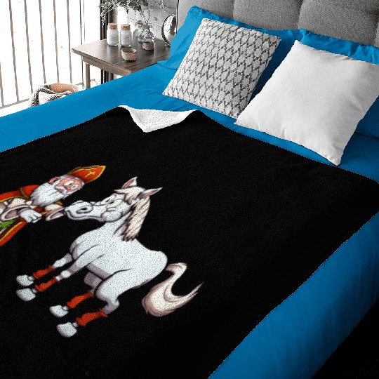 Saint Nicholas Feeding His Horse Baby Blankets