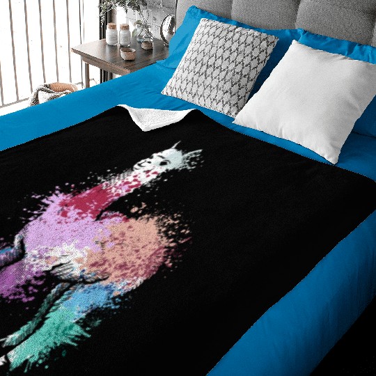Colorful Splash Art Farm animals alpaca Llama Baby Blankets