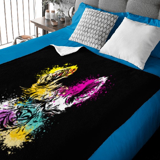 Colorful Splash Art Farm animals alpaca Llama head Baby Blankets