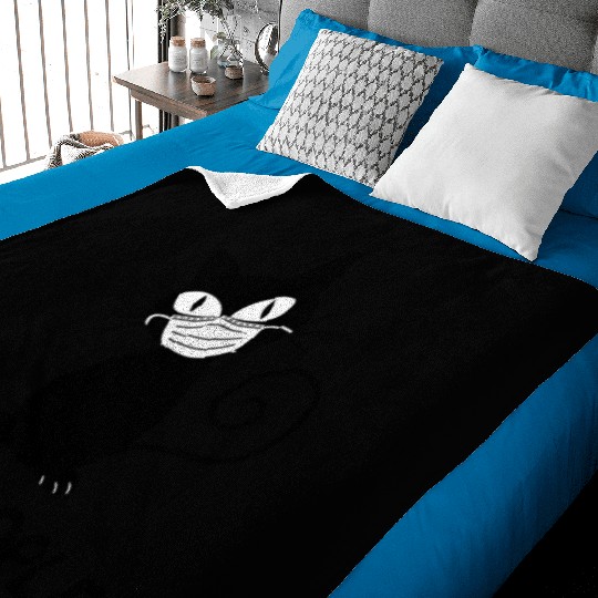 Funny Ew People Black Cat Face Mask Baby Blankets
