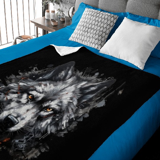 The Lone Wolf. Urban Hunter, Graffiti Style. Baby Blankets