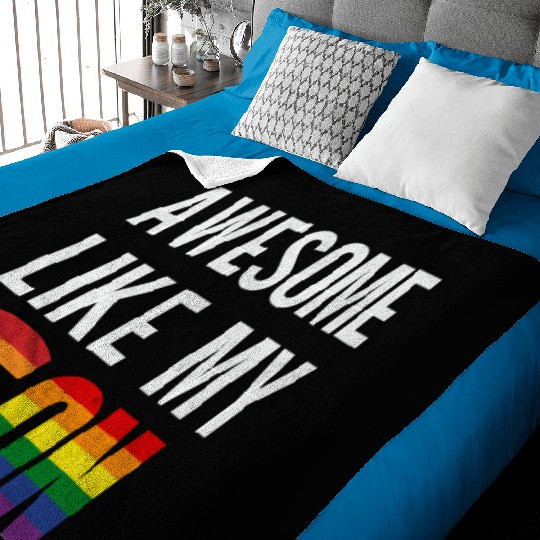 Awesome Like My Son Pride Rainbow Flag Baby Blankets