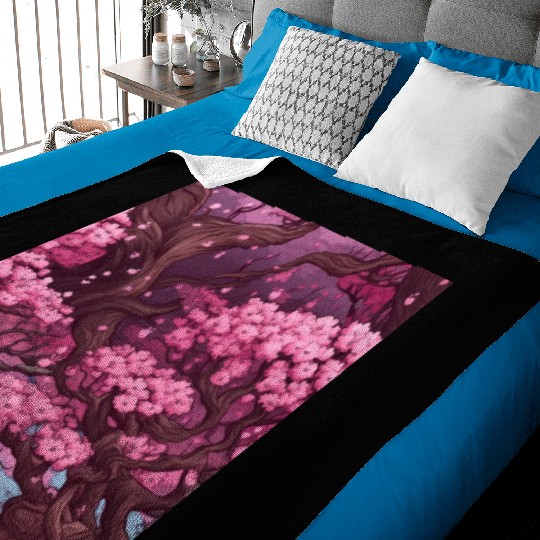 Anime Euphoria: Fantasy Cherry Blossom Dreamscape Baby Blankets