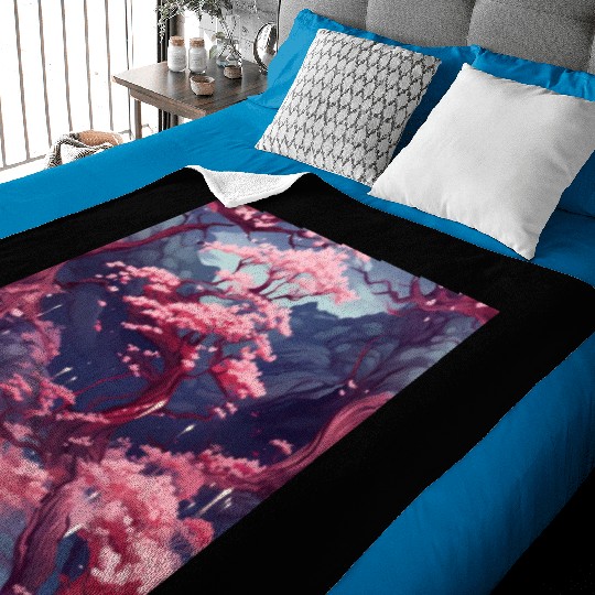 Anime Euphoria: Fantasy Cherry Blossom Dreamscape Baby Blankets