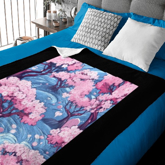Anime Euphoria: Fantasy Cherry Blossom Dreamscape Baby Blankets