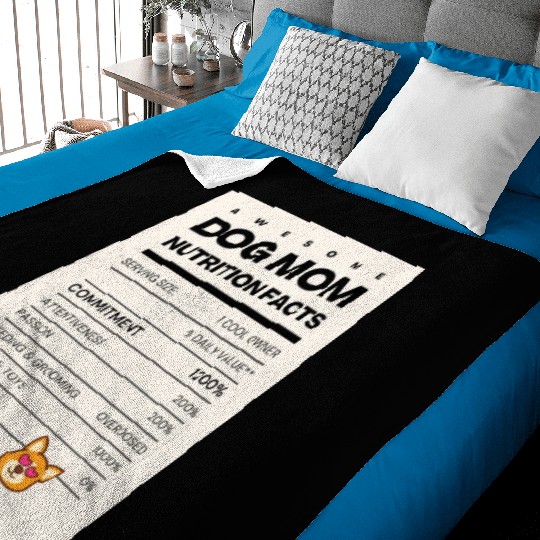 Awesome Dog Mom Nutrition Facts Baby Blankets