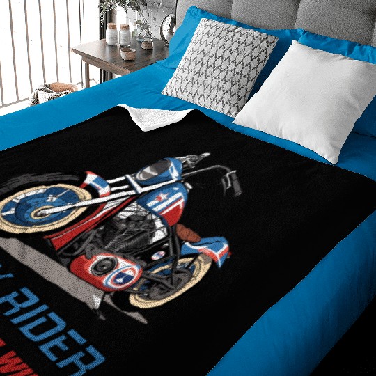 Easy Rider Motorcycle Chopper Stars and Stripes Baby Blankets