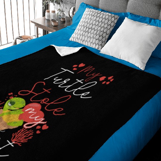 Sea Turtle Tortoise Valentines Day Baby Blankets