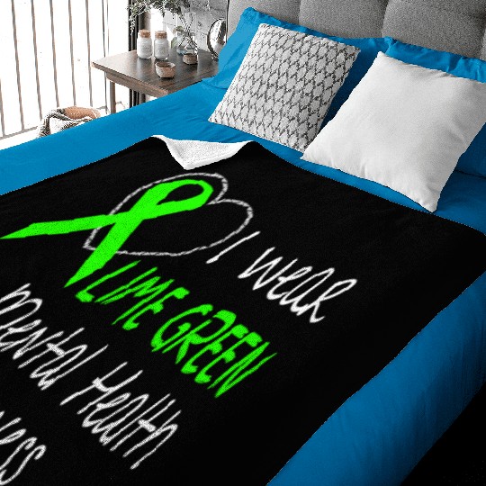 I Wear Lime Green For Mental Health Awareness Baby Blankets