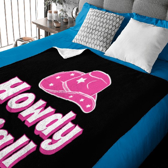 Howdy Y all Pink Cowboy Hat Baby Blankets