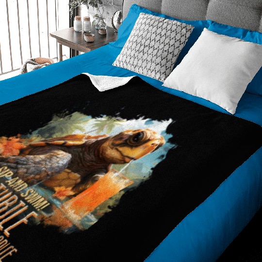 Turtle Paradise: Sip and Swim! Baby Blankets
