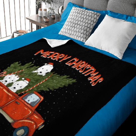 Great Pyrenees Xmas Vintage Red Pickup Baby Blankets