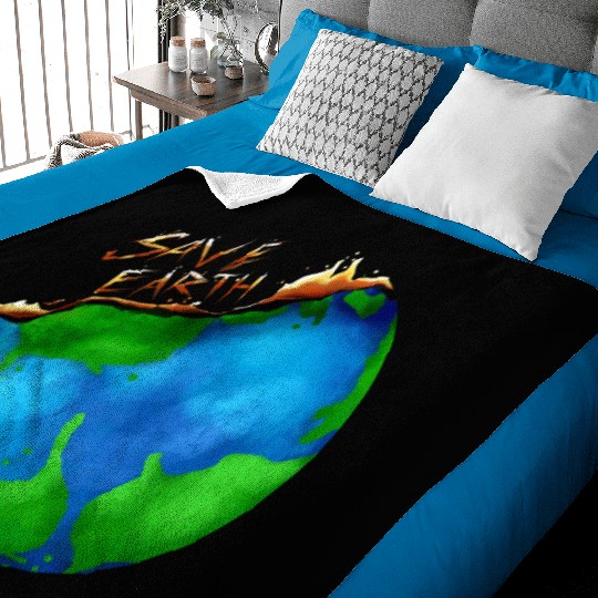 Burning Earth Globe Save Earth For Earth Day Baby Blankets