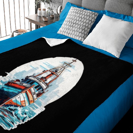 sailing at Sunset in a Vintage Wooden Boat Baby Blankets