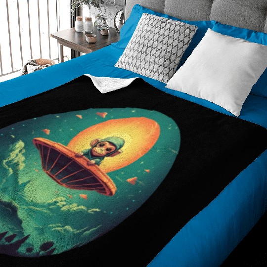UFO Abduction of a Monkey by an Alien Baby Blankets