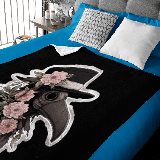 Cute Floral Plague Doctor Baby Blankets