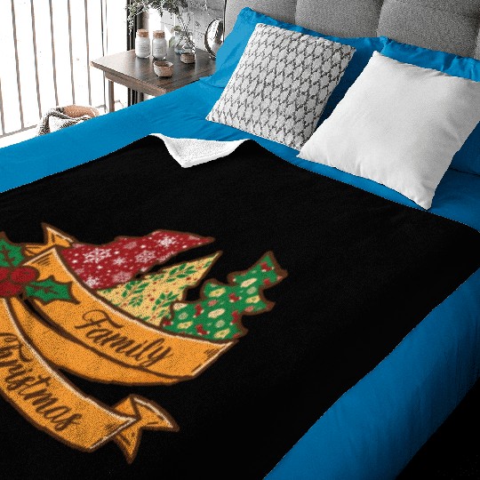 Xmas Family Christmas Mistletoe Fir Tree Baby Blankets