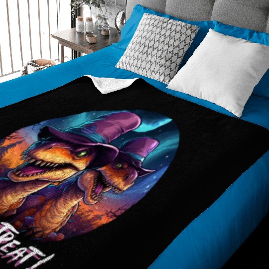 Halloween Dinosaur Velociraptor Trick or Treat Baby Blankets