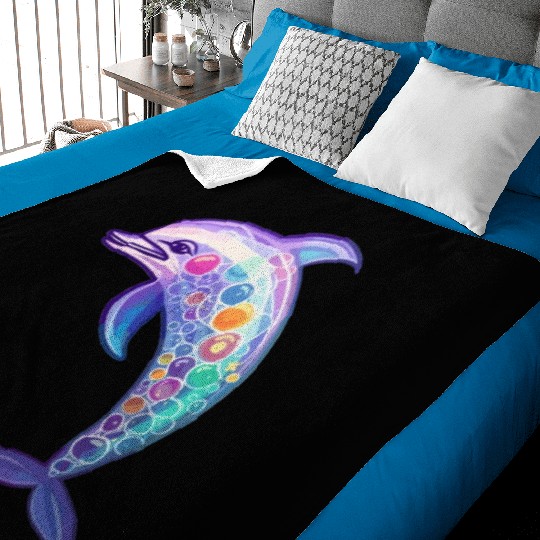 Kawaii Dolphin - Fantastical Ocean Dreams Baby Blankets