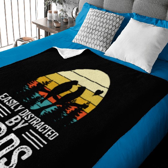 Easily Distracted By Birds Funny Bird Lover Birder Baby Blankets