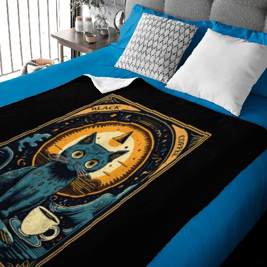Black Coffee Cat Tarot Card Occult Baby Blankets