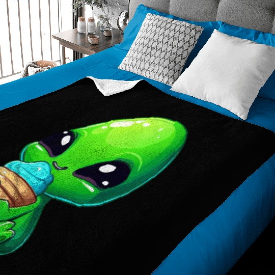 Alien Extraterrestrial Ice Blue Green Baby Blankets