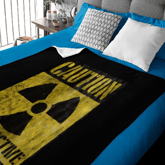 Grunge Caution Radioactive Post Apocalypse Zombie Baby Blankets