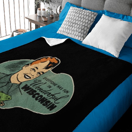 Vintage Wisconsin Tourist Frog Weird Kid Baby Blankets