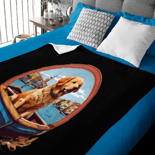 Golden Retriever's Venice Voyage Baby Blankets