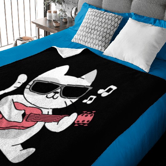 Cute Kitten Music Lover Guitarist Musician Cat Baby Blankets