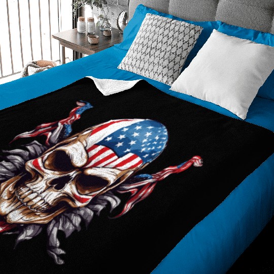 A skull color America flag Baby Blankets Design