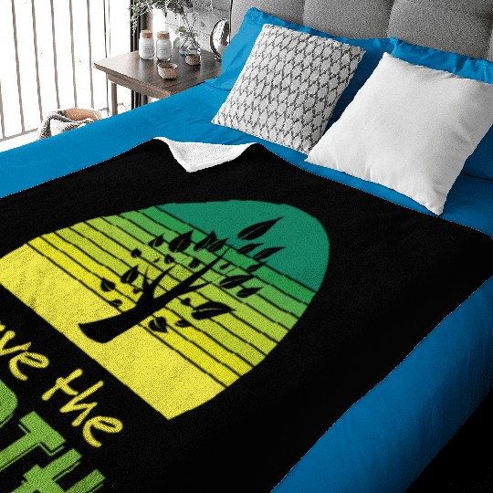 Save The Earth Retro Sunset Green Baby Blankets