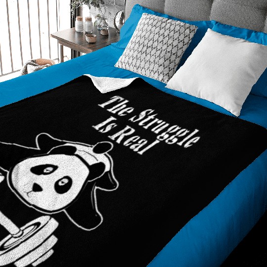 The Struggle Is Real Panda Bear Funnycute Gym Baby Blankets