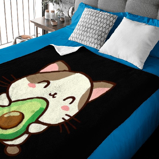 Cat with avocado Baby Blankets