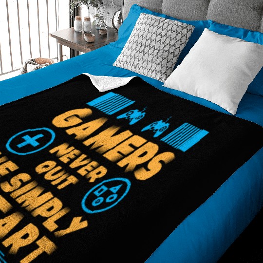 Gamers Never Quit We Simply Restart Typography Baby Blankets