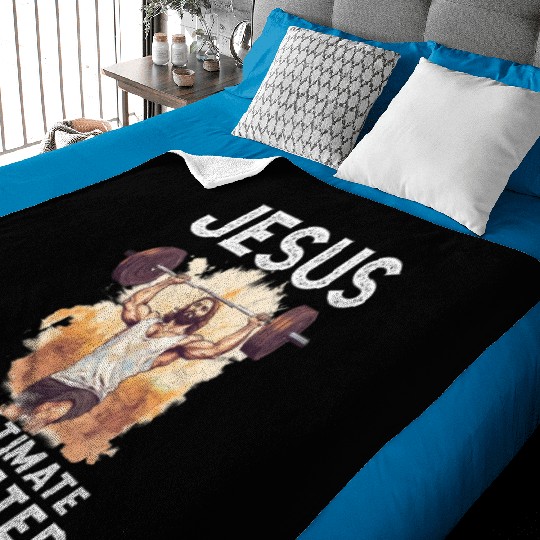 Jesus The Ultimate Deadlifted Retro Jesus Baby Blankets