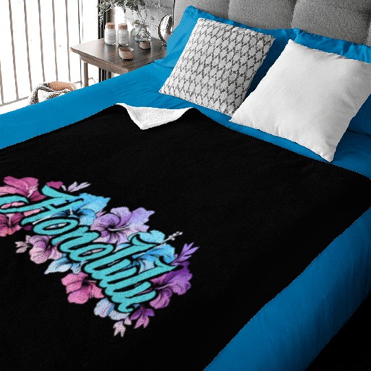 Honolulu Hawaii Hibiscus Baby Blankets