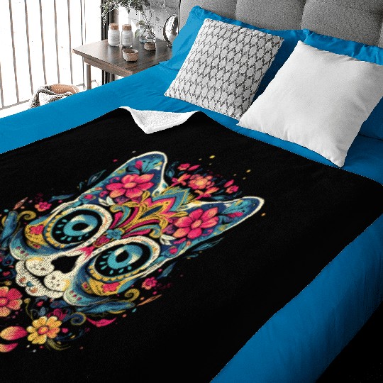 Dia De Los Muertos Sugar Skull Mexican Holiday Baby Blankets