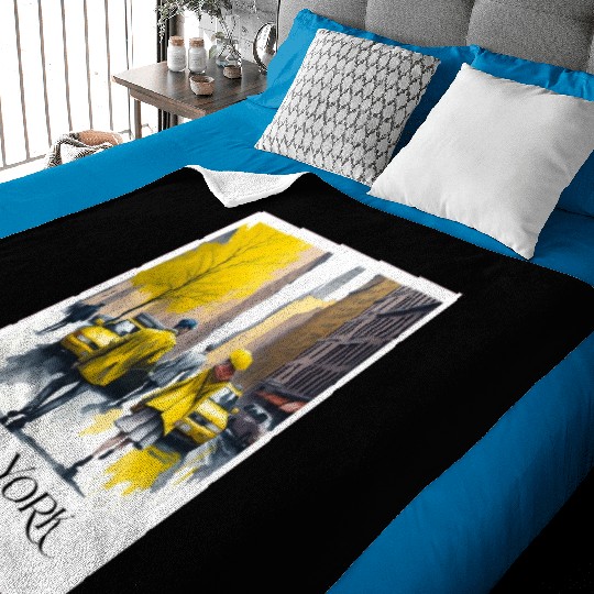 Watercolor painting loving couple in New York City Baby Blankets