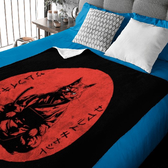 Wise Calm Vintage Retro Japanese Kitty Samurai Cat Baby Blankets